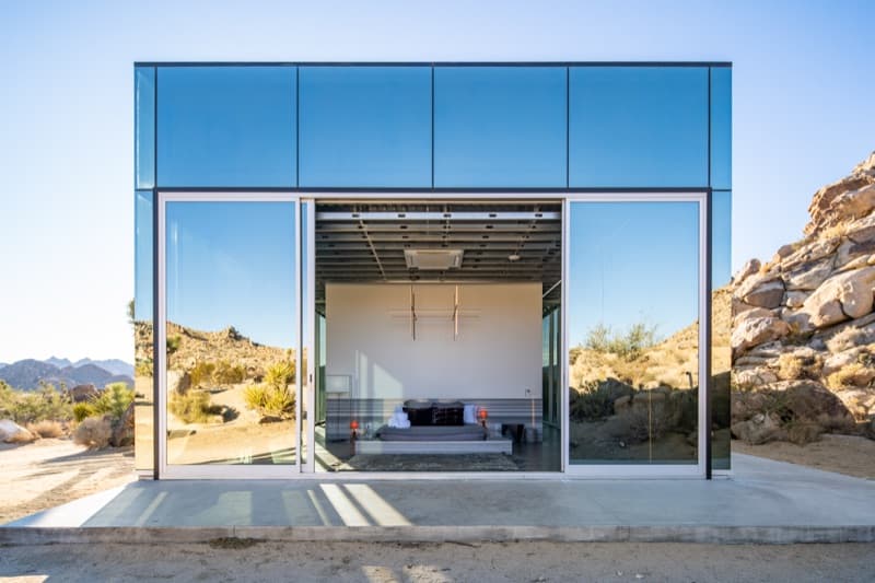 Glass entrance of a desert house